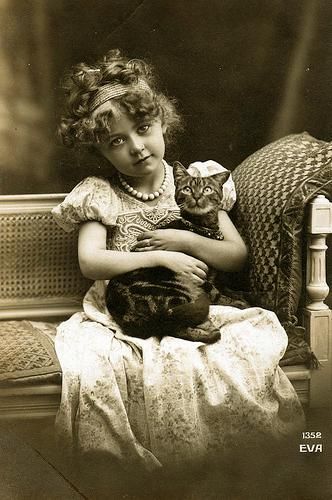 Portrait of girl with cat