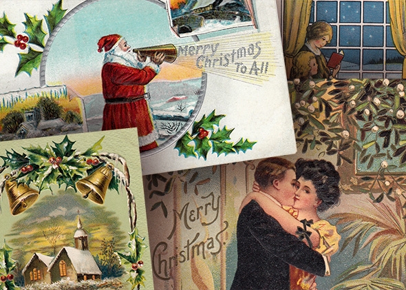 Vintage Christmas card collage