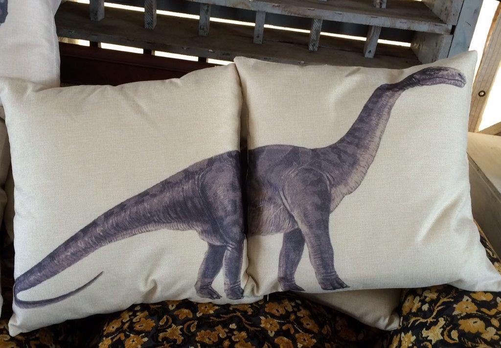 Brimfield, pillows dinosaur